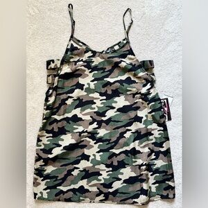 Trixxi Women’s Camo Mini Dress – Slip Dress w/Side Cutouts - Sz Large - NWT